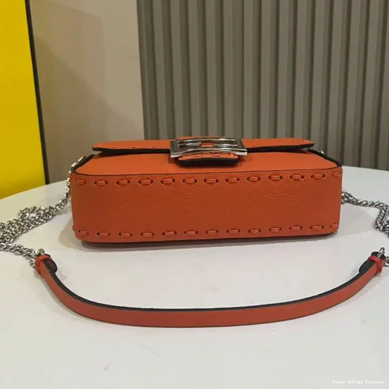Affordable HOT In Cuoio Baguette Mini Fendi Leather Romano Orange Bag Selleria 0619